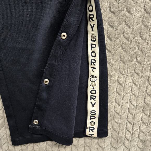 Tory Sport Track Pants size XS Navy Blue & White Snaps Athleisure Wide Leg - Picture 13 of 14